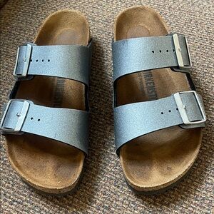 #Arizona Birkenstock silver metallic sz6.5 or 7